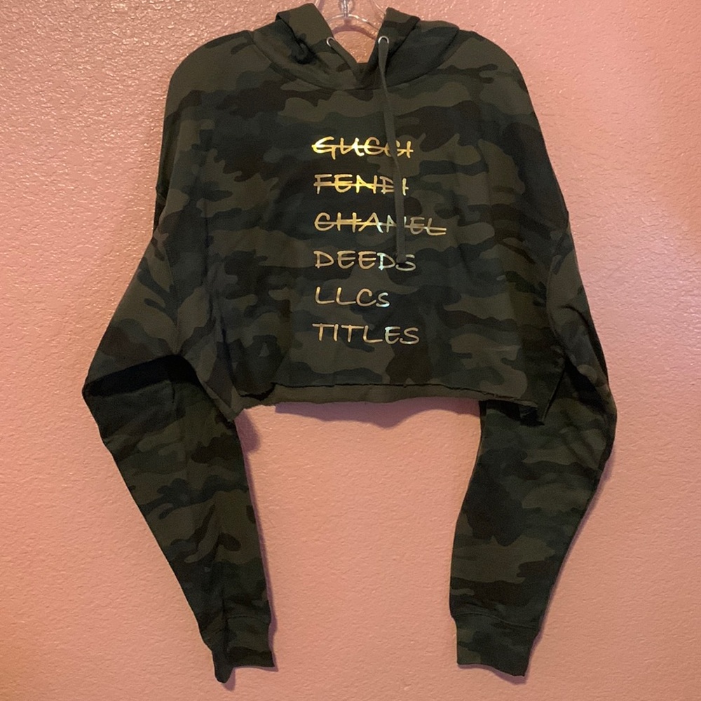 Pre- Worn Raw Cropped Graphic Hoodie